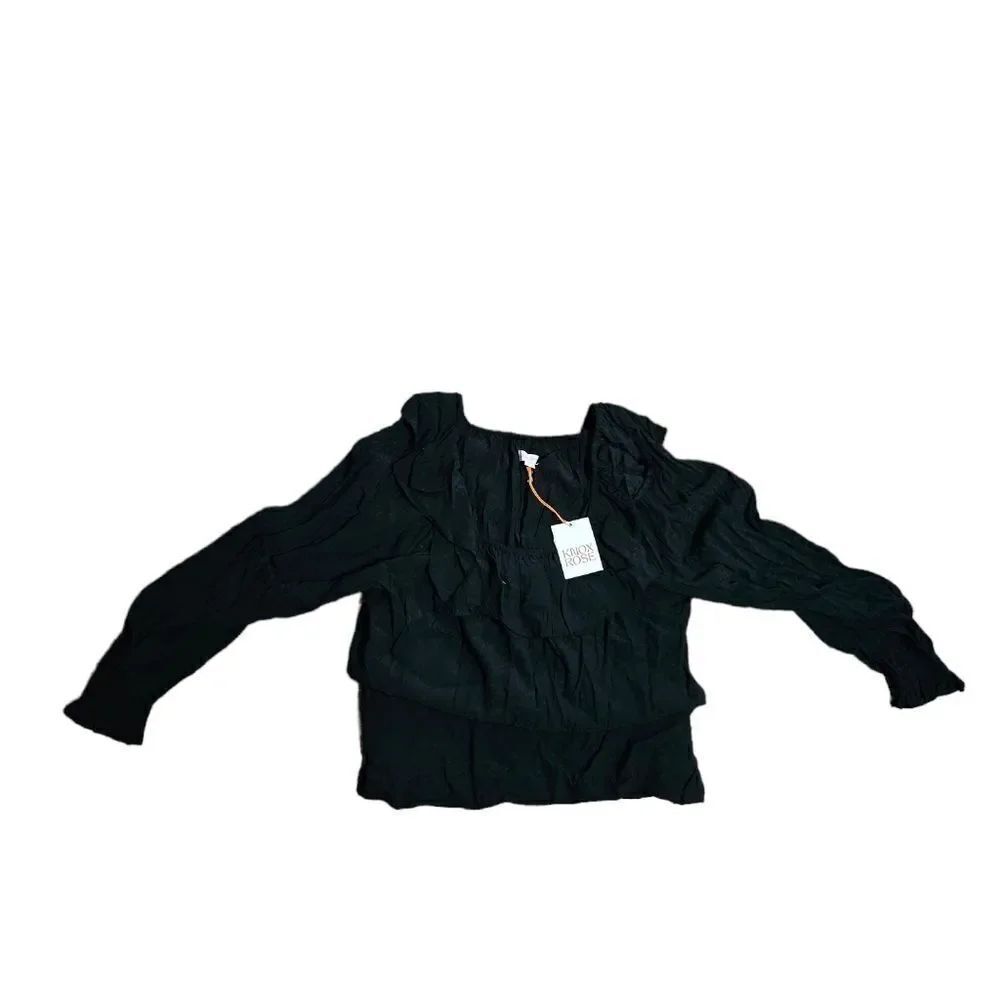 Women's KNOX ROSE Ruffle Long Sleeves Top XXL